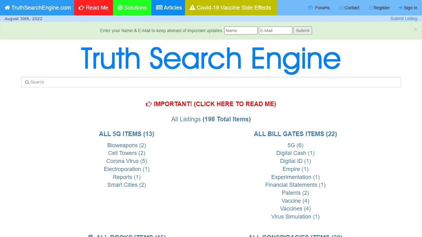 TruthSearchEngine.com - Search Engine for current information related to