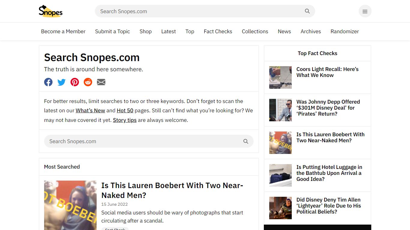 Search Snopes.com